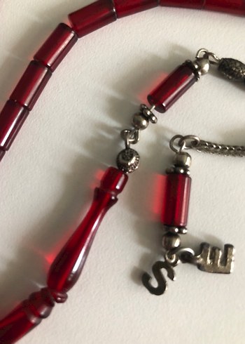 Koyu Kırmızı Bohem ateş kehribar Erkek Tesbih - Görsel 3