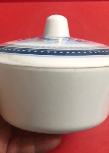 Mavi Çiçek Desenli melamin kase Kapaklı - Görsel 6