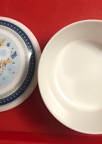 Mavi Çiçek Desenli melamin kase Kapaklı - Görsel 4