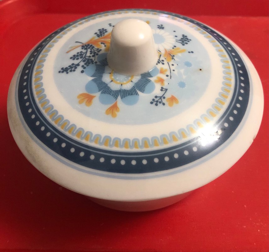 Mavi Çiçek Desenli melamin kase Kapaklı - Görsel 2