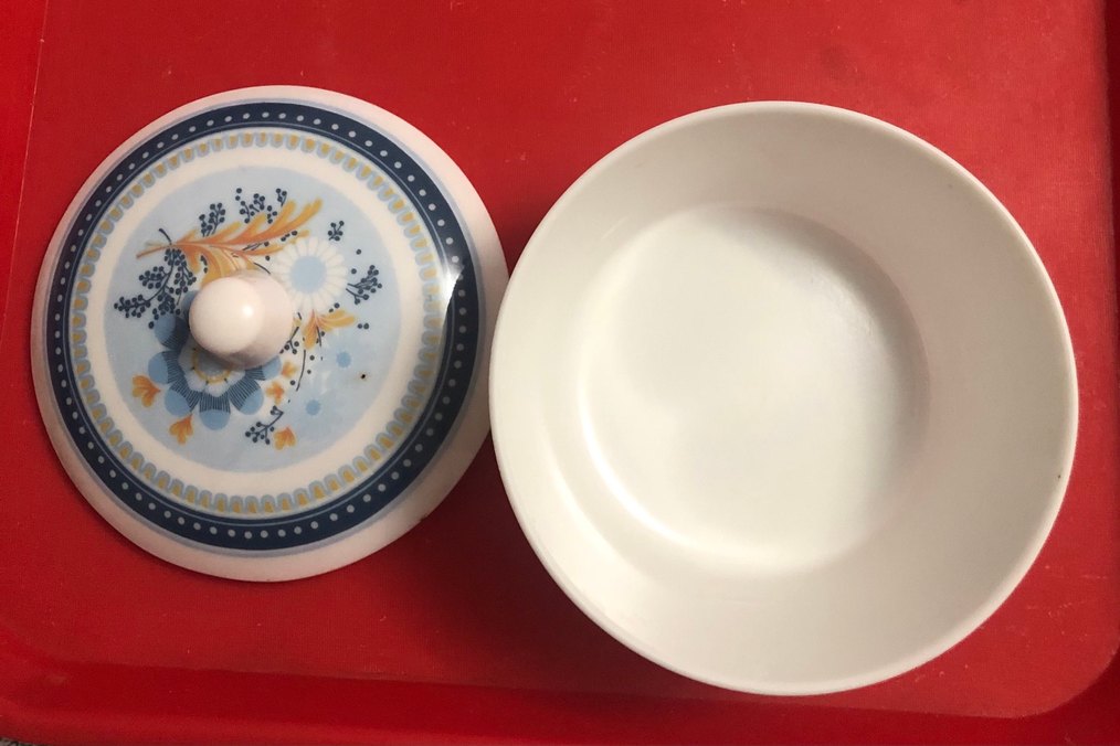 Mavi Çiçek Desenli melamin kase Kapaklı - Görsel 4