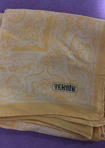 Beden Sarı İpek Tekbir90x90 eşarp Fular şal