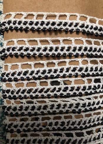 Siyah#inci#boncuklu#tığişi#elemeği#oya#365cm - Görsel 3