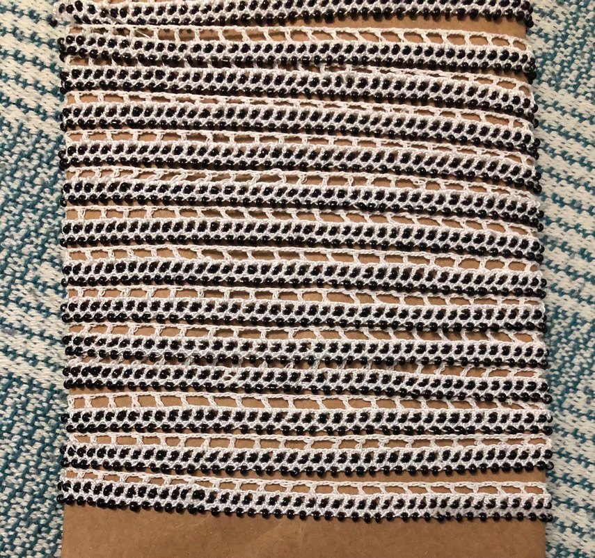 Siyah#inci#boncuklu#tığişi#elemeği#oya#365cm - Görsel 2