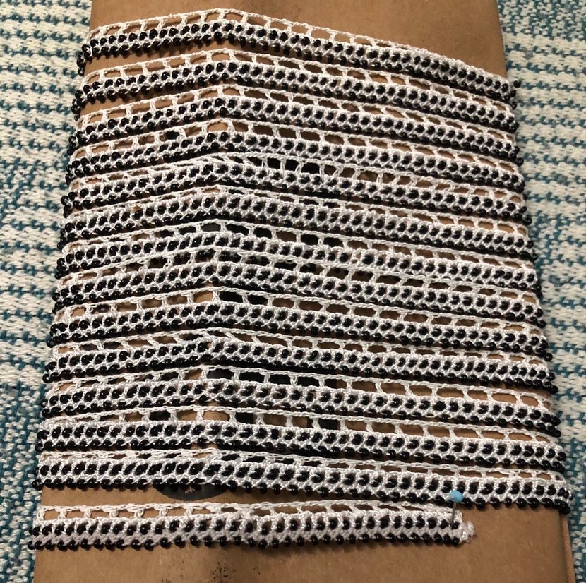 Siyah#inci#boncuklu#tığişi#elemeği#oya#365cm - Görsel 5