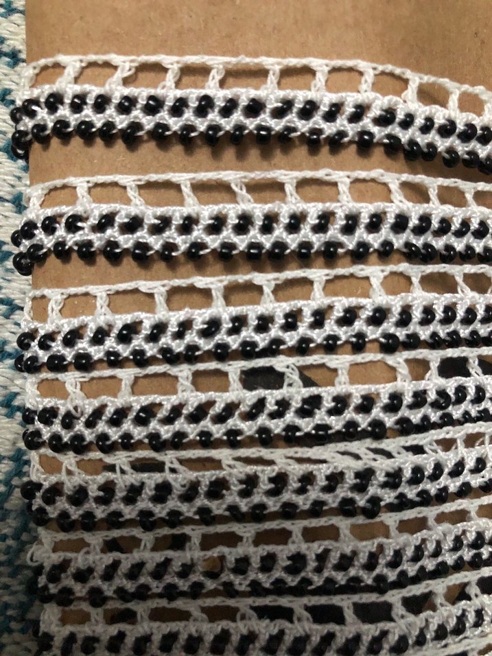 Siyah#inci#boncuklu#tığişi#elemeği#oya#365cm - Görsel 3