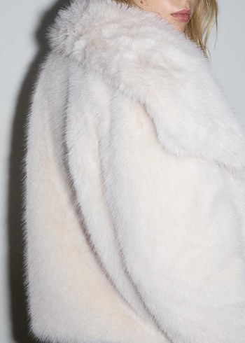 Stradivarius Ekru Kürk - Görsel 4