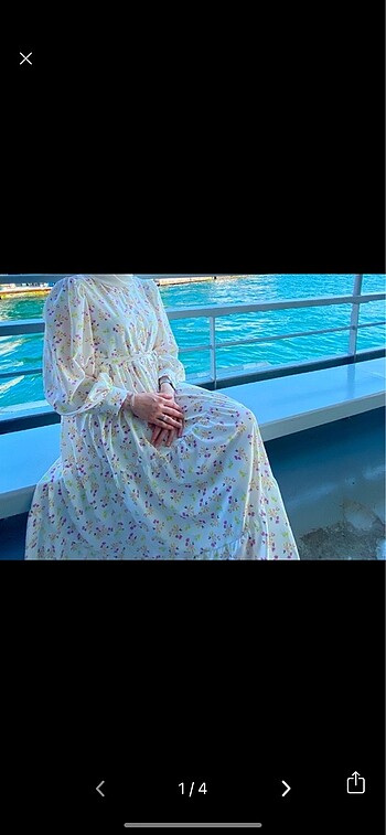 38 Beden beyaz Renk Emnora çiçekli elbise tesettür elbise