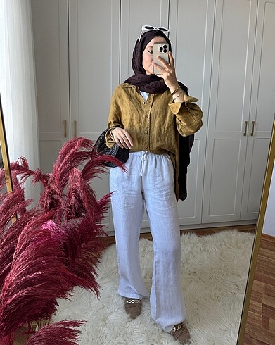 Zara Beyaz keten pantolon