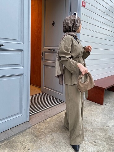 xl Beden haki Renk İpek kupra takım