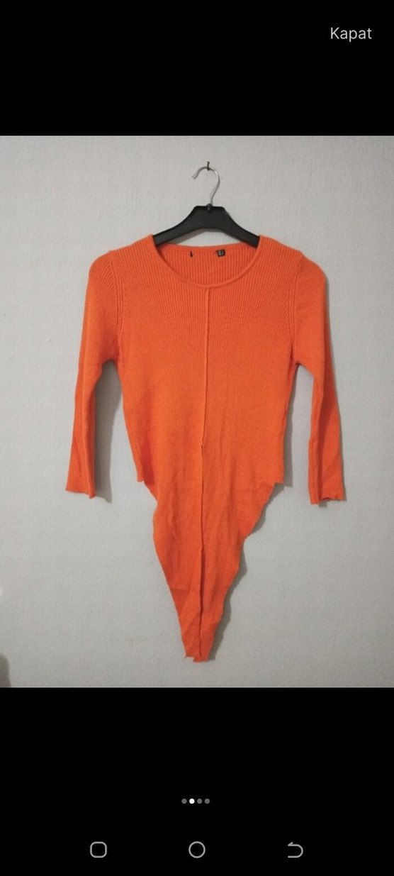 Turuncu, Uzun Kollu Kadın Bluz - Görsel 2
