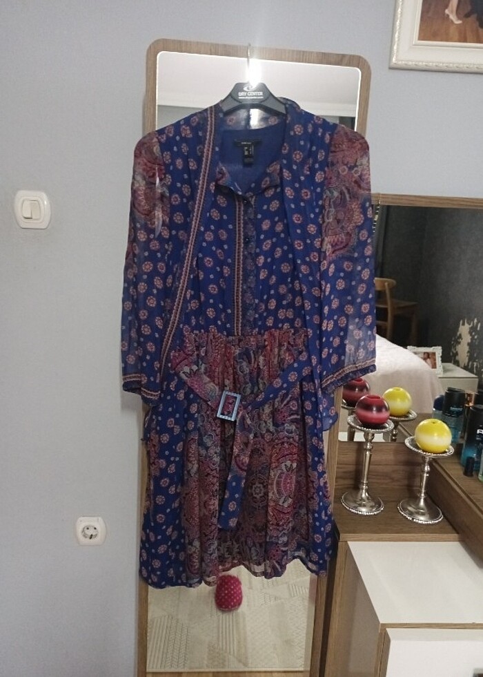 MANGO ŞİFON ELBİSE - Görsel 3