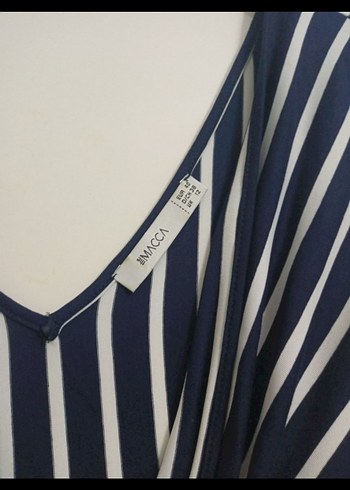 Çizgili V Yakalı Kadın Elbise - Görsel 4