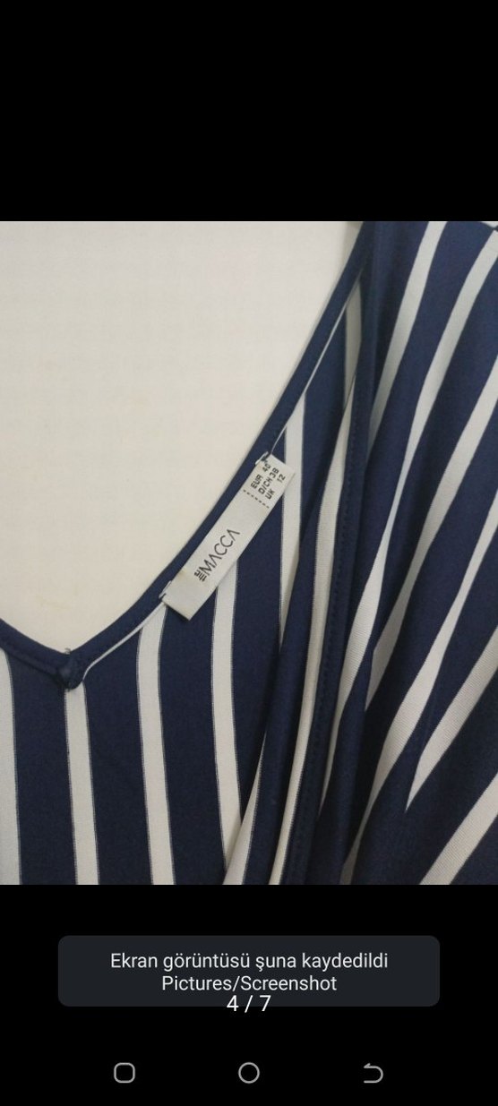 Çizgili V Yakalı Kadın Elbise - Görsel 4