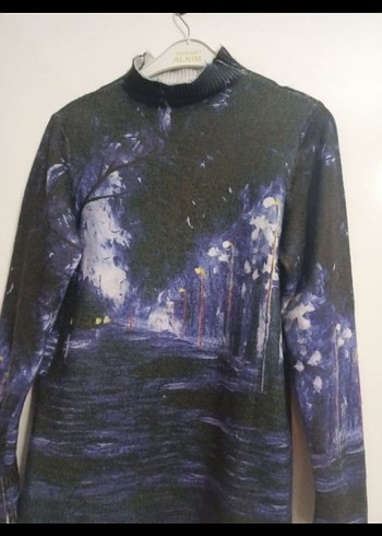 Kadın Lacivert Uzun Kollu Yüksek Yakalı Kazak - Görsel 3