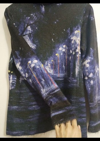 Kadın Lacivert Uzun Kollu Yüksek Yakalı Kazak - Görsel 2