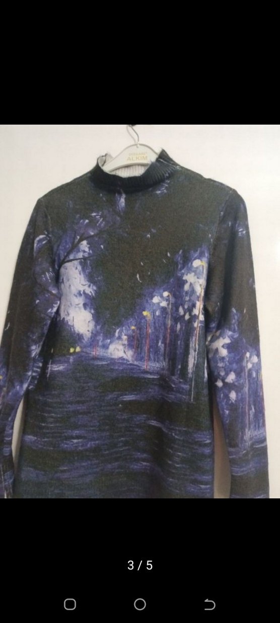 Kadın Lacivert Uzun Kollu Yüksek Yakalı Kazak - Görsel 3