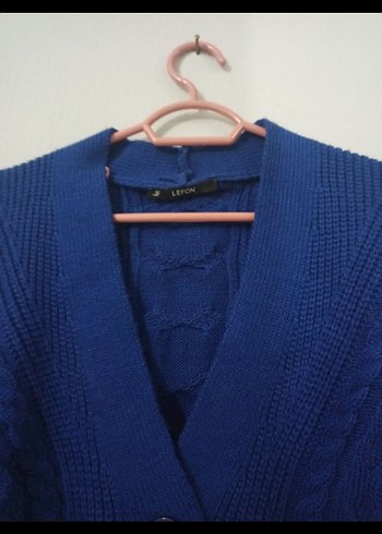 Kadın Mavi V Yaka Örgü Hırka - Görsel 5