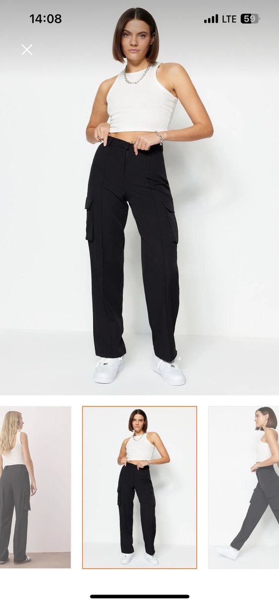 Gri Bol Kesim Kadın Pantolon - Görsel 5