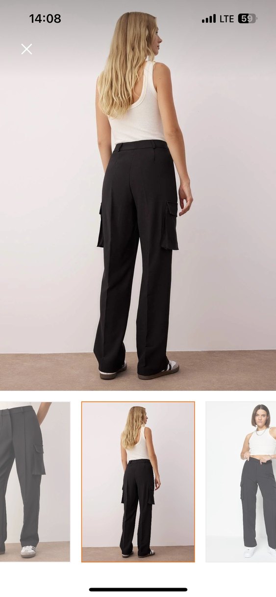 Gri Bol Kesim Kadın Pantolon - Görsel 4