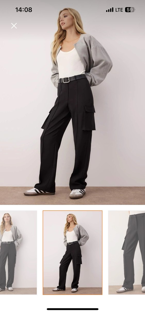 Gri Bol Kesim Kadın Pantolon - Görsel 2