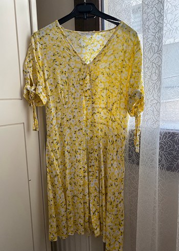 LC Waikiki Sarı Bağcıklı Midi Bohem Elbise
