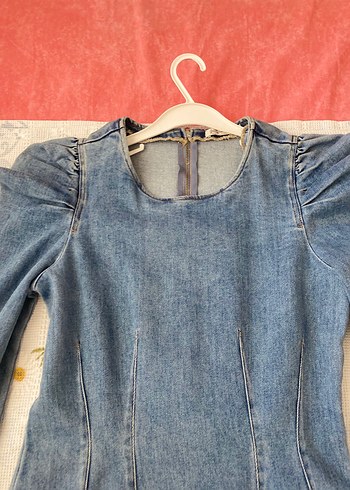 s Beden mavi Renk Mavi Vintage Denim Midi Elbise