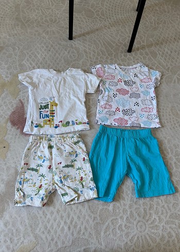 Bebek Erkek Kısa Kollu Renkli 4'lü Takım