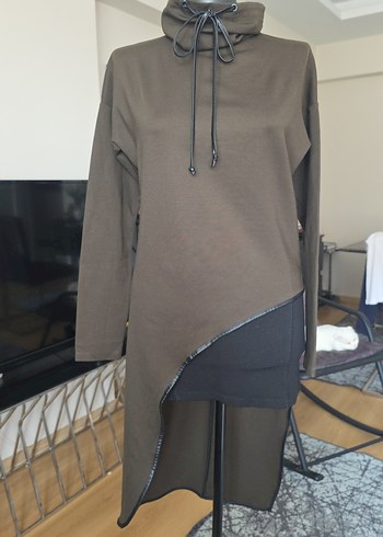 Polo Garage Asimetrik Bagcikli Taupe Tunik