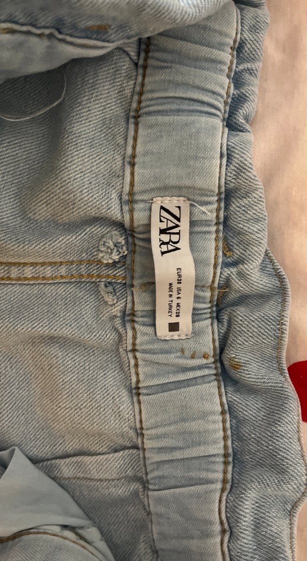 Zara Açık Mavi Yüksek Bel Denim Şort — görsel 3/6
