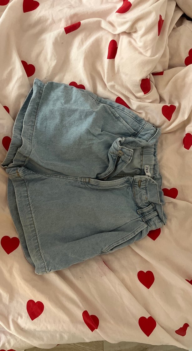 Zara Açık Mavi Yüksek Bel Denim Şort — görsel 2/6