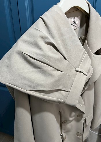 Bej Uzun Kesim Kadın Blazer Ceket - Görsel 7