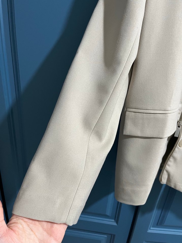 Bej Uzun Kesim Kadın Blazer Ceket - Görsel 5