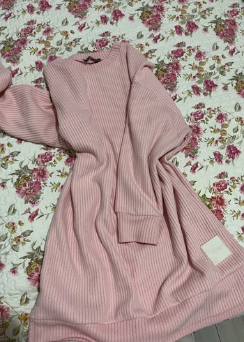 Pembe Uzun Kollu Triko Kadın Kazak - Görsel 2