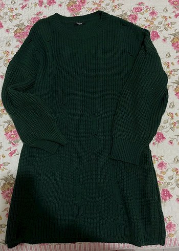 Koyu Yeşil Örgü Kadın Kazak - Görsel 3