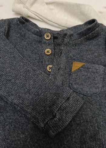 2li ribana fitilli Uzun Kollu Pamuklu Bebek Body - Görsel 2