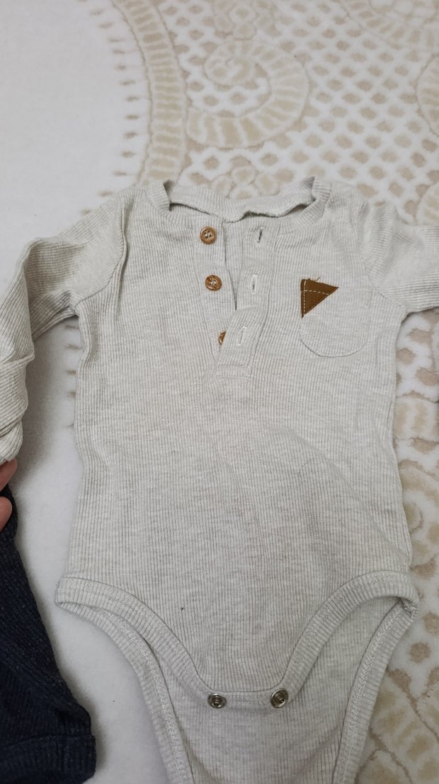 2li ribana fitilli Uzun Kollu Pamuklu Bebek Body - Görsel 3