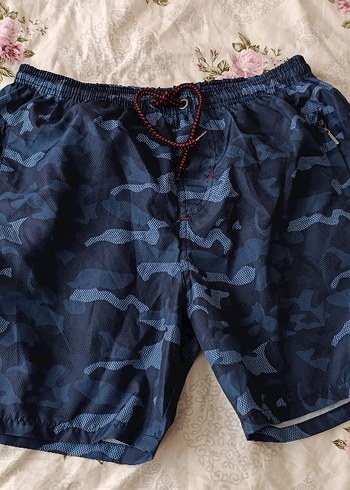 Erkek Lacivert Kamuflaj Desenli deniz şortu - Görsel 2