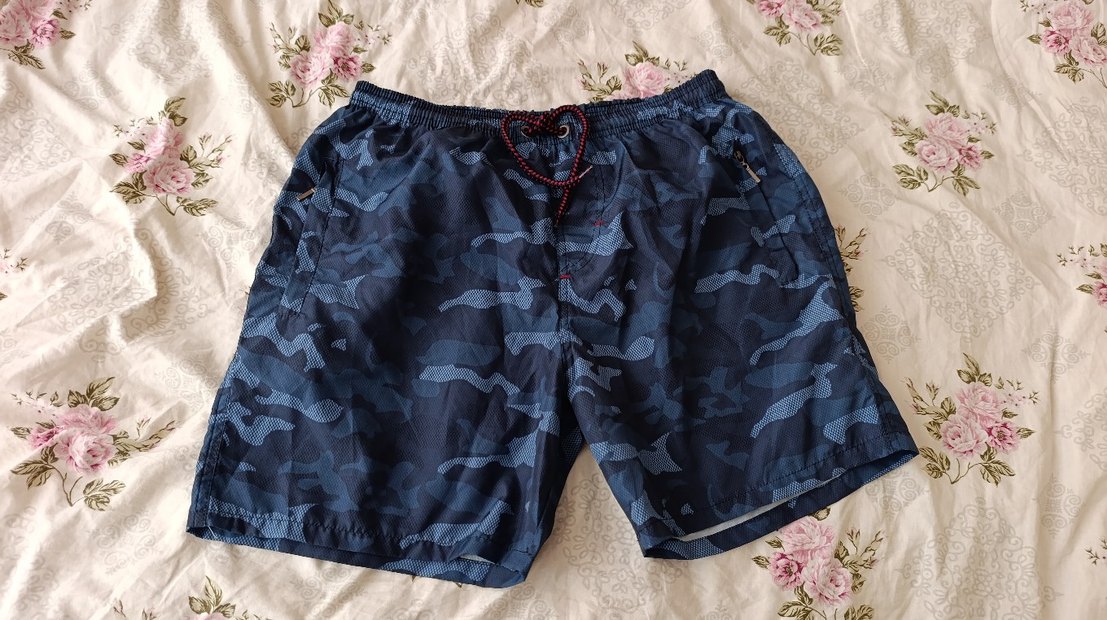Erkek Lacivert Kamuflaj Desenli deniz şortu - Görsel 2
