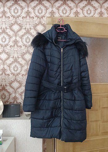 Kürklü Uzun Lacivert Kadın Kışlık Mont - Görsel 2