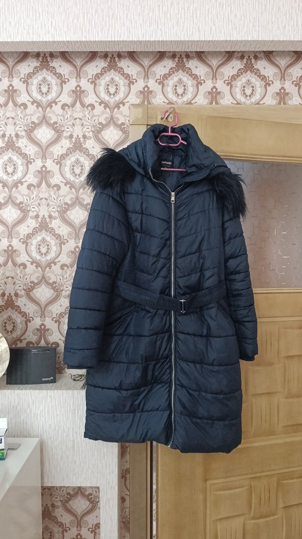 Kürklü Uzun Lacivert Kadın Kışlık Mont - Görsel 2