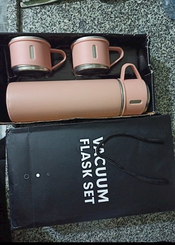 Pembe Pastel Vakumlu Termos Seti