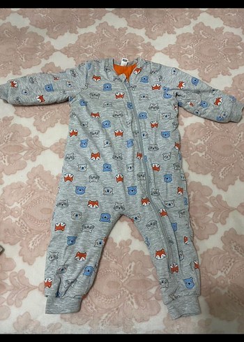 Gri Baskılı erkek Bebek Uyku Tulumu