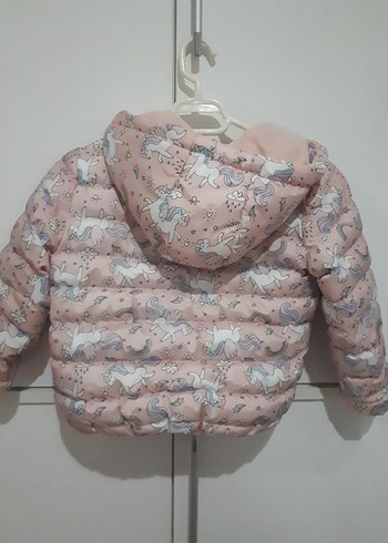 Diğer Kız Çocuk Pembe Kapüşonlu Baskılı Mont