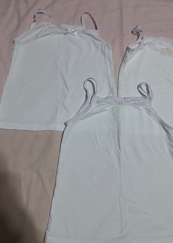 Beyaz Kız Çocuk İp Askılı Atlet 3'lü Set - Görsel 2