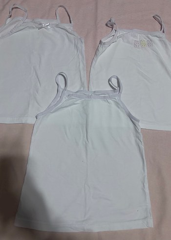 Beyaz Kız Çocuk İp Askılı Atlet 3'lü Set - Görsel 5