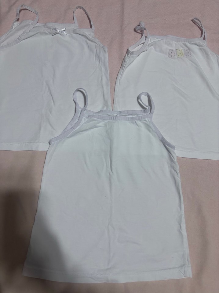 Beyaz Kız Çocuk İp Askılı Atlet 3'lü Set - Görsel 5