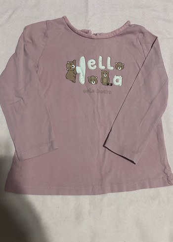 Kız Çocuk Uzun Kollu Baskılı Pembe Tişört - Görsel 3