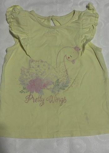 Kız Çocuk Sarı Fırfırlı Askısız Tişört - Görsel 2