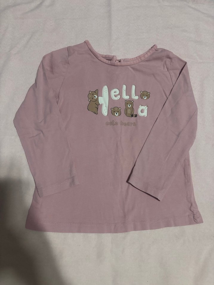 Kız Çocuk Bej Uzun Kollu Pamuklu Tişört - Görsel 3